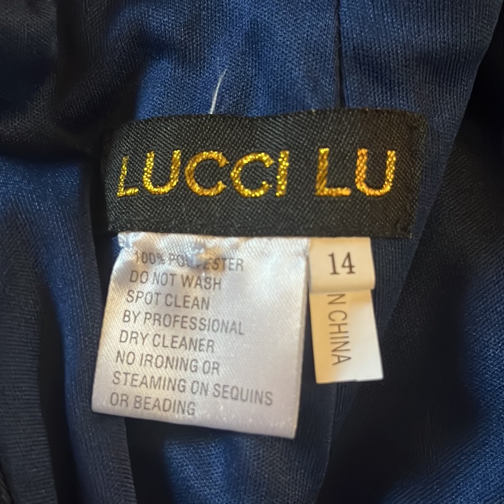 Lucci Lu Size 14 Sequined full length gown. Wedding/Special Occasion. Navy - Picture 15 of 16